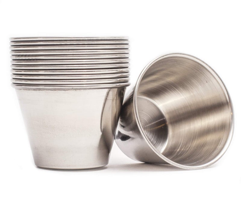 EHOMEA2Z Ramekins Stainless Steel Condiment Sauce Cups, Metal Ramekins, Commercial Grade, Multifunctional, Ideal for All Hot and Cold Sauces, Individual Portion Cups (12, 2.5 oz) - Image 1